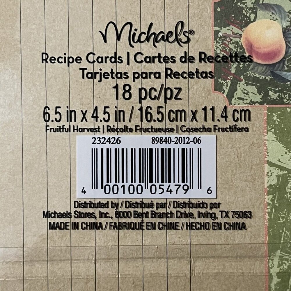 Michaels Blank Fruitful Harvest Fruit Recipe Cards Lot of 3 Packs 54 Total NOS - Picture 5 of 5